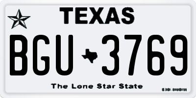 TX license plate BGU3769