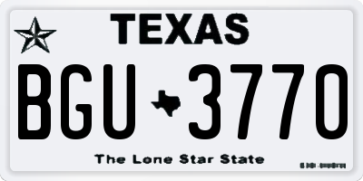TX license plate BGU3770