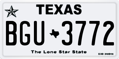 TX license plate BGU3772