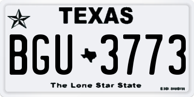 TX license plate BGU3773
