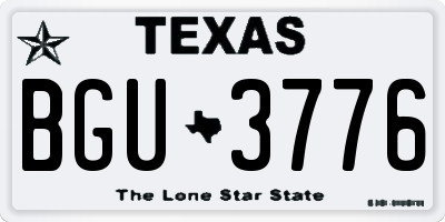 TX license plate BGU3776