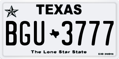 TX license plate BGU3777