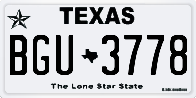 TX license plate BGU3778