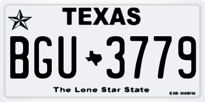 TX license plate BGU3779