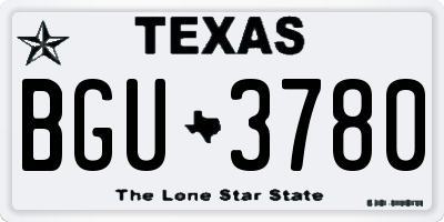 TX license plate BGU3780