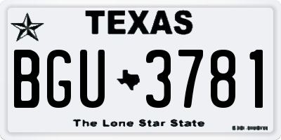 TX license plate BGU3781