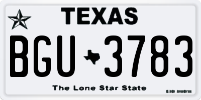TX license plate BGU3783