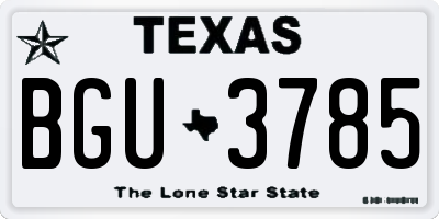 TX license plate BGU3785