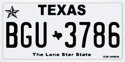 TX license plate BGU3786