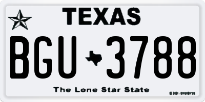 TX license plate BGU3788