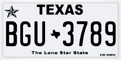TX license plate BGU3789