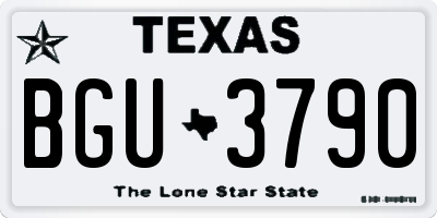 TX license plate BGU3790