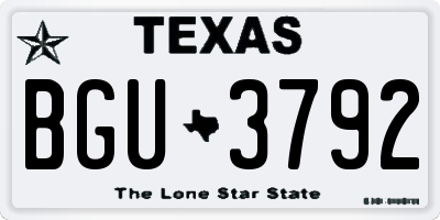 TX license plate BGU3792