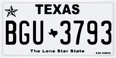 TX license plate BGU3793
