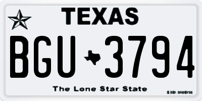 TX license plate BGU3794