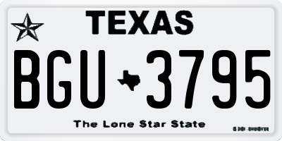 TX license plate BGU3795