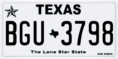 TX license plate BGU3798