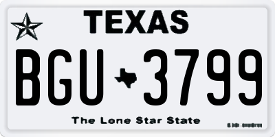 TX license plate BGU3799