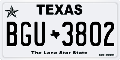 TX license plate BGU3802