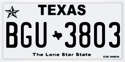 TX license plate BGU3803