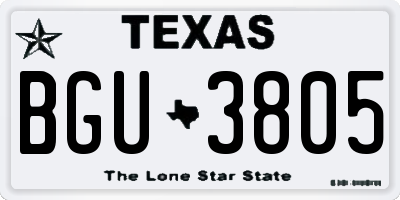 TX license plate BGU3805