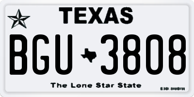 TX license plate BGU3808