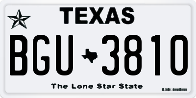 TX license plate BGU3810