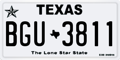 TX license plate BGU3811