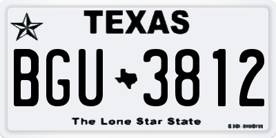 TX license plate BGU3812