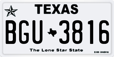 TX license plate BGU3816