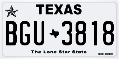 TX license plate BGU3818