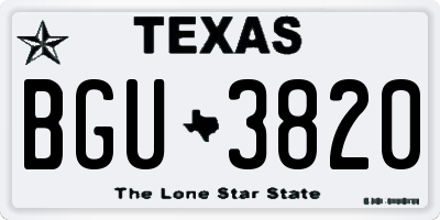 TX license plate BGU3820