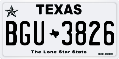 TX license plate BGU3826