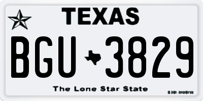TX license plate BGU3829