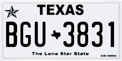 TX license plate BGU3831