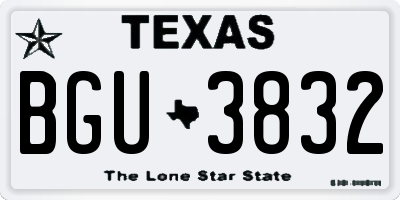 TX license plate BGU3832