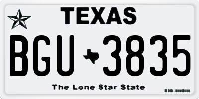 TX license plate BGU3835