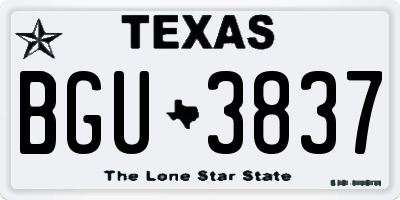 TX license plate BGU3837