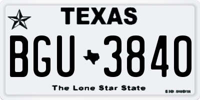 TX license plate BGU3840