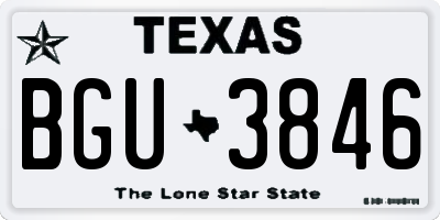 TX license plate BGU3846