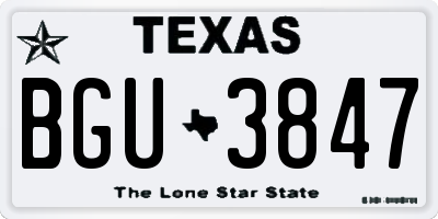 TX license plate BGU3847