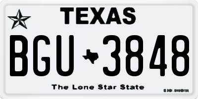 TX license plate BGU3848