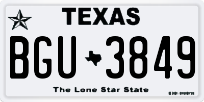 TX license plate BGU3849