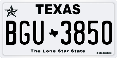 TX license plate BGU3850