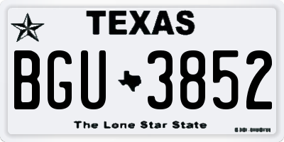 TX license plate BGU3852