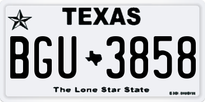 TX license plate BGU3858