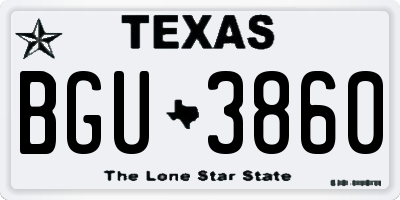 TX license plate BGU3860