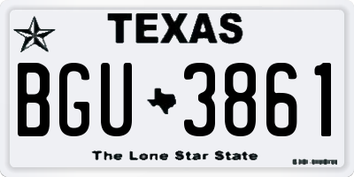 TX license plate BGU3861