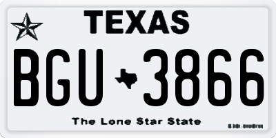 TX license plate BGU3866