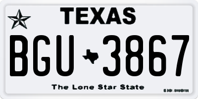 TX license plate BGU3867